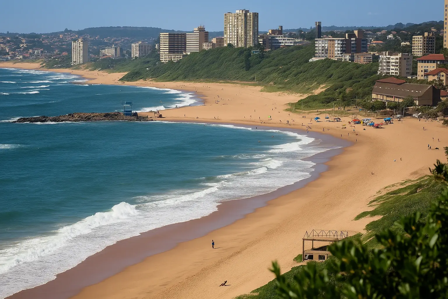 Aerial view of Amanzimtoti beach